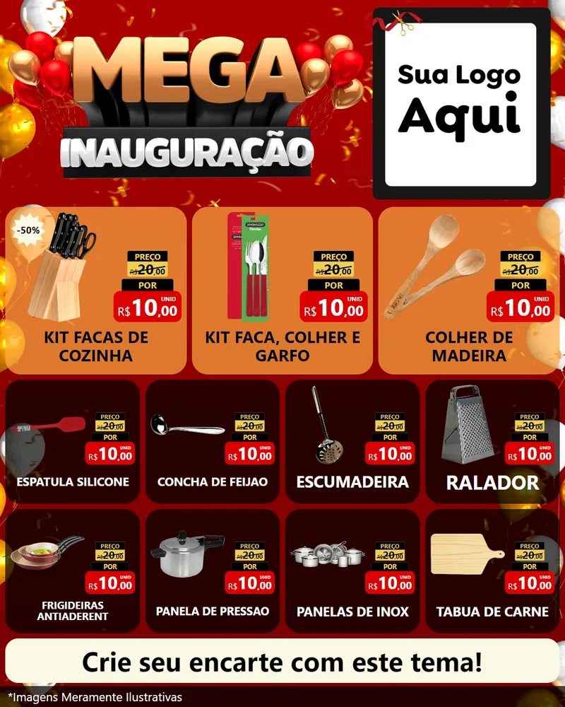 Modelo de Rede Social para Feed Instagram com o tema Mega Inauguração para Utilidades Domésticas