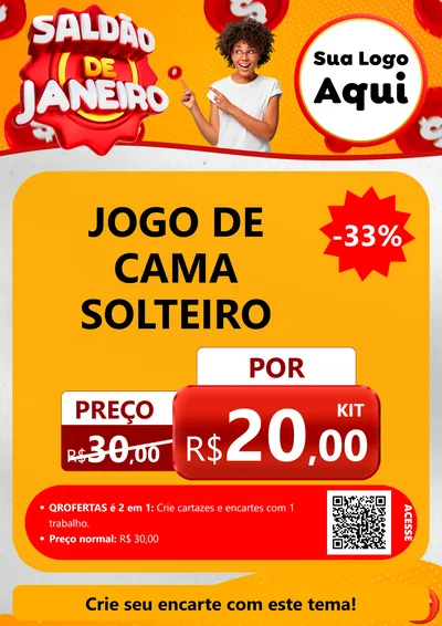 Modelo de Cartaz para Cartaz A4 Vertical com o tema Saldão de Janeiro para Cama, Mesa e Banho