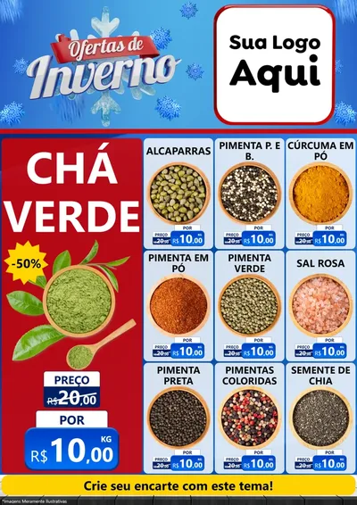 Modelo de Encarte para Encarte A4 Vertical com o tema Ofertas de Inverno para Produtos Naturais
