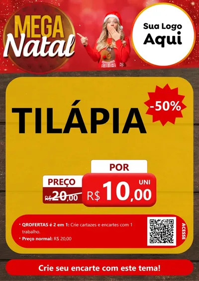 Modelo de Cartaz para Cartaz A4 Vertical com o tema Mega Natal para Peixaria