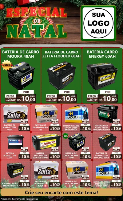 Modelo de Encarte para Encarte Grande com o tema Especial de Natal para Baterias Elétricas