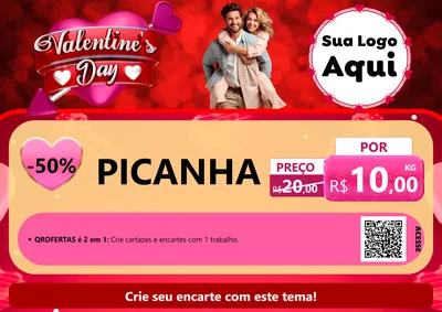 Modelo de Cartaz para Cartaz A4 Horizontal com o tema Valentine's Day para Açougue