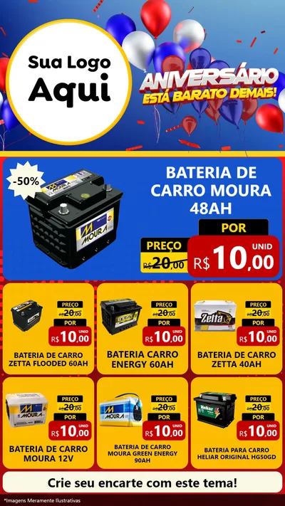 Modelo de Rede Social para Stories com o tema Aniversário para Baterias Elétricas