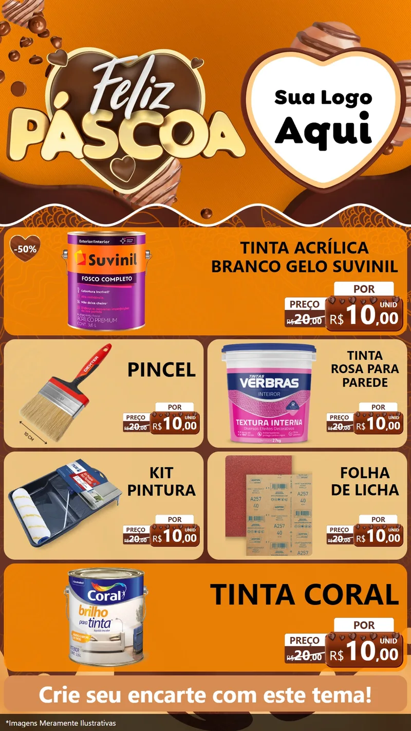 Modelo de TV para TV Vertical com o tema Feliz Páscoa para Tintas e Ferramentas