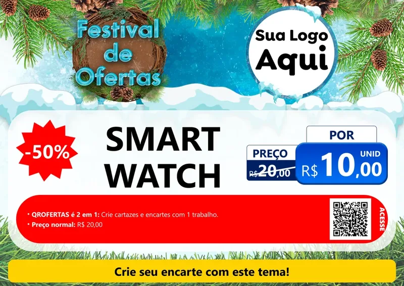 Modelo de Cartaz para Cartaz A4 Horizontal com o tema Festival de Ofertas - Inverno para Informática