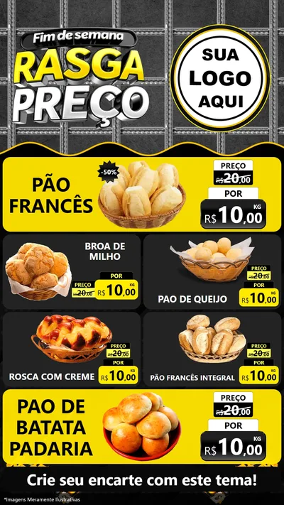 Modelo de TV para TV Vertical com o tema Fim de Semana Rasga Preço para Padaria
