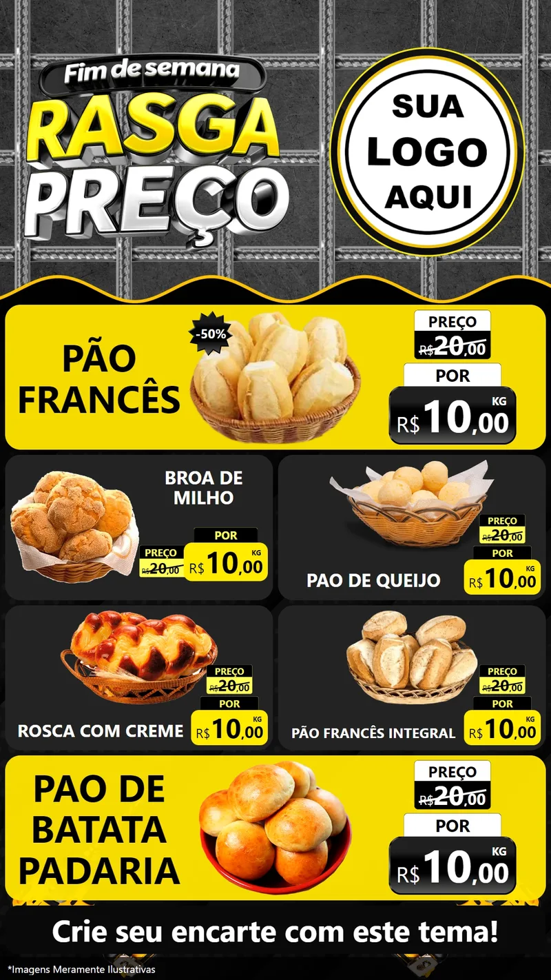 Modelo de TV para TV Vertical com o tema Fim de Semana Rasga Preço para Padaria