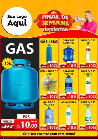 Modelo de Encarte para Encarte A4 Vertical com o tema Final de Semana de Ofertas para Água e gás