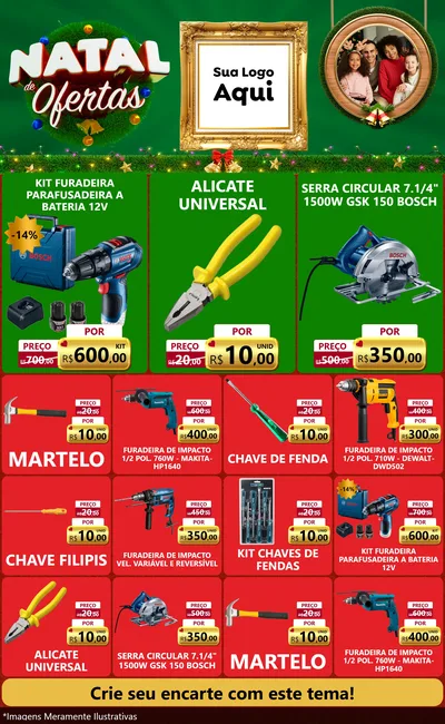 Modelo de Encarte para Encarte Grande com o tema Natal de Ofertas para Maquinas e Ferramentas