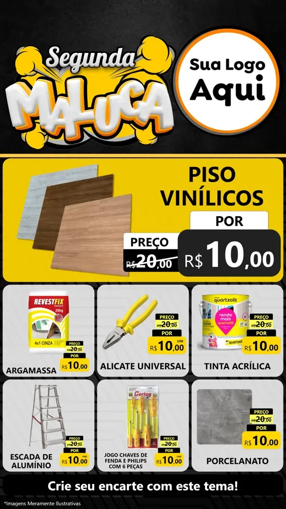 Modelo de Rede Social para Stories com o tema Segunda Maluca para Material para Construção