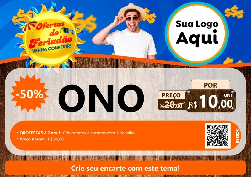 Modelo de Cartaz para Cartaz A4 Horizontal com o tema Ofertas do Feriadão para Óticas