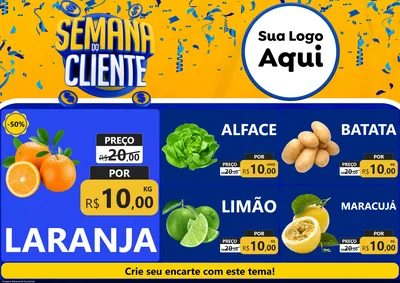 Modelo de Encarte para Encarte A4 Horizontal com o tema Semana do Cliente para Hortifrúti