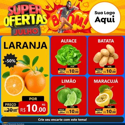 Modelo de Rede Social para Feed Facebook com o tema Super Ofertas Julho para Hortifrúti