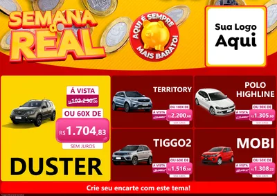 Modelo de Encarte para Encarte A4 Horizontal com o tema Semana do Real para Concessionaria de Carros