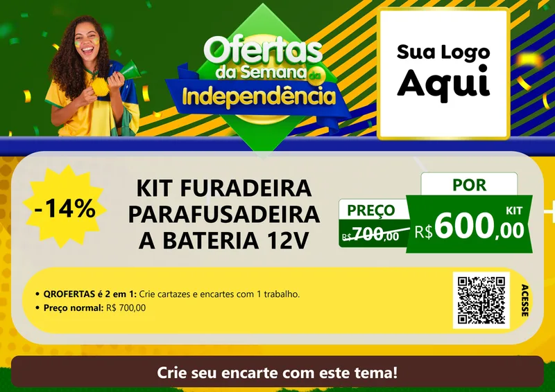 Modelo de Cartaz para Cartaz A4 Horizontal com o tema Ofertas da Semana da Independência para Maquinas e Ferramentas