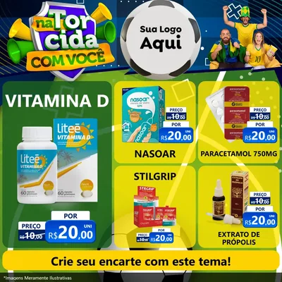 Modelo de Rede Social para Feed Facebook com o tema Na Torcida Com Você - Copa para Farmácia