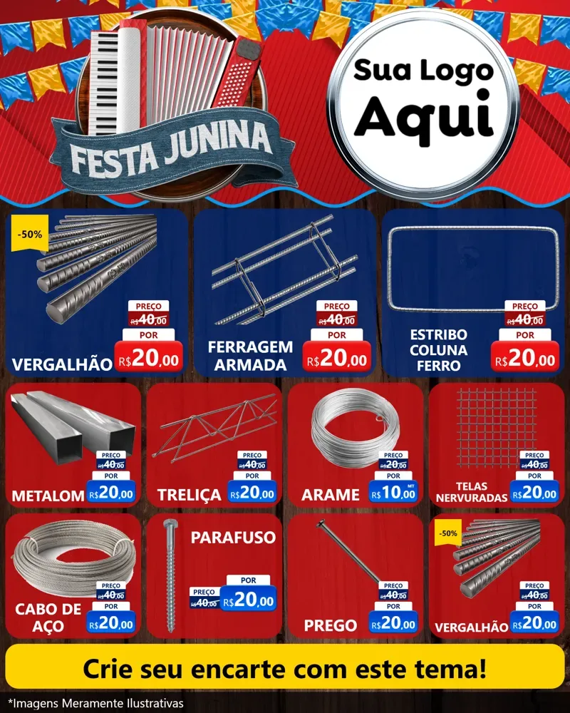 Modelo de Rede Social para Feed Instagram com o tema Festa Junina para Ferragens