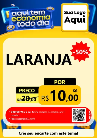 Modelo de Cartaz para Cartaz A4 Vertical com o tema Aqui Tem Economia Todo Dia para Hortifrúti