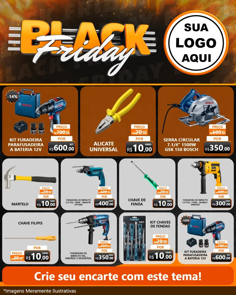 Modelo de Rede Social para Feed Instagram com o tema Black Friday para Maquinas e Ferramentas