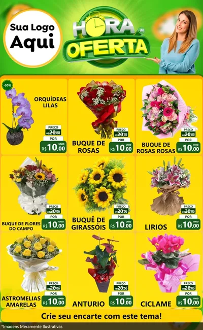 Modelo de Encarte para Encarte Grande com o tema Hora da Oferta para Floricultura e jardim
