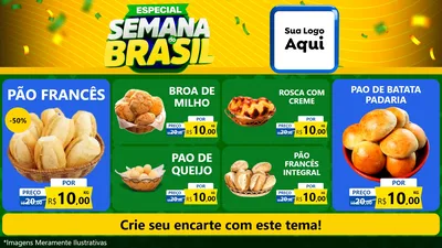 Modelo de TV para TV Horizontal com o tema Especial Semana do Brasil para Padaria