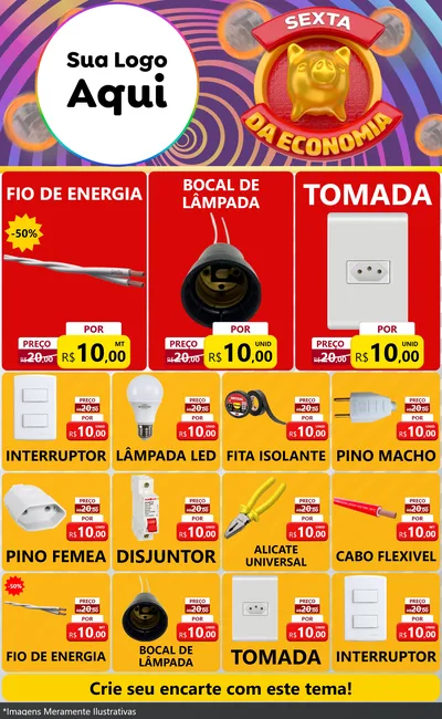 Modelo de Encarte para Encarte Grande com o tema Sexta da Economia para Materiais Elétricos