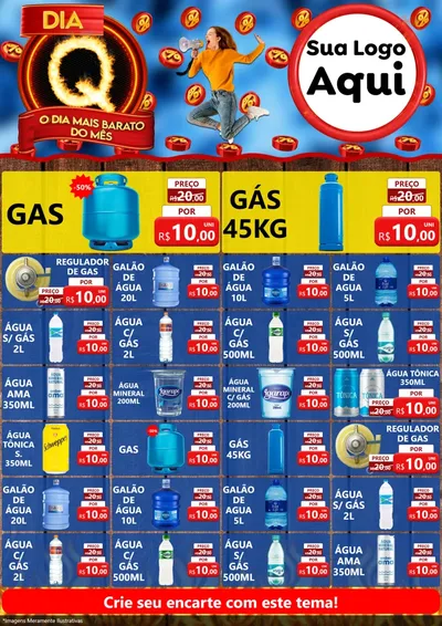 Modelo de Encarte para Encarte A4 Vertical com o tema Dia Q - O Dia Mais Barato Do Mês para Água e gás