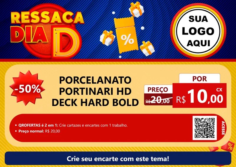 Modelo de Cartaz para Cartaz A4 Horizontal com o tema Ressaca Dia D para Pisos e revestimentos