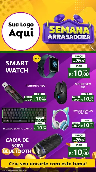 Modelo de TV para TV Vertical com o tema Semana Arrasadora para Informática