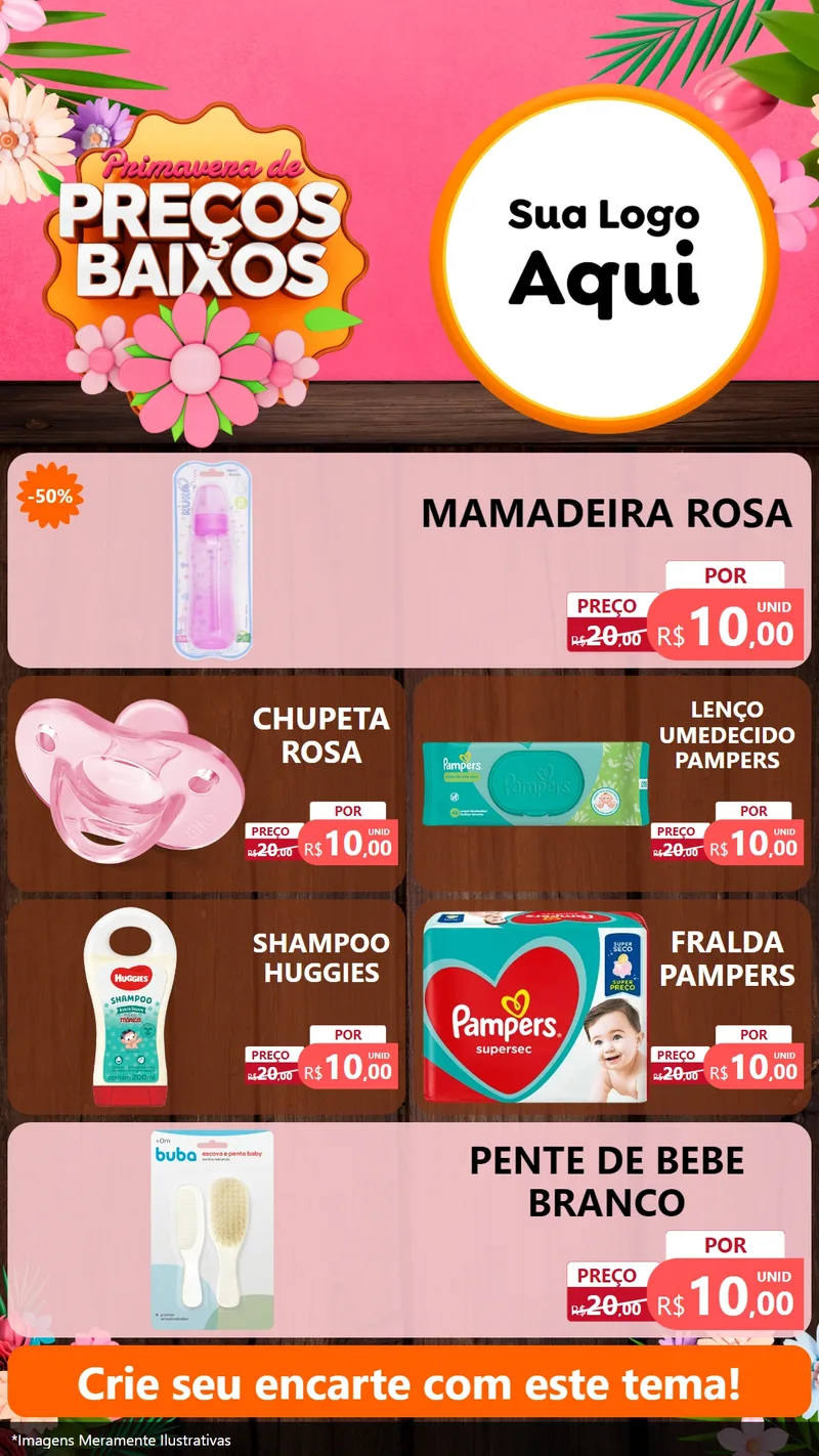 Modelo de TV para TV Vertical com o tema Primavera de Preços Baixos para Bebês