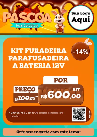 Modelo de Cartaz para Cartaz A4 Vertical com o tema Páscoa Fantástica para Maquinas e Ferramentas