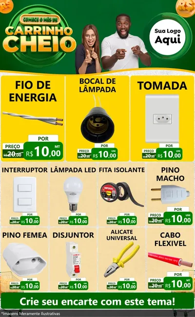 Modelo de Encarte para Encarte Grande com o tema Carrinho Cheio para Materiais Elétricos