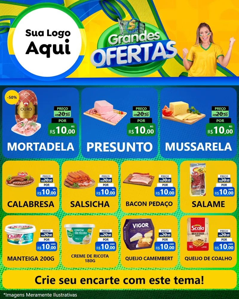 Modelo de Rede Social para Feed Instagram com o tema Grandes Ofertas para Frios e Laticínios