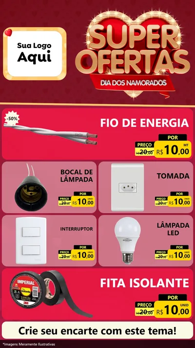 Modelo de TV para TV Vertical com o tema Dia dos Namorados para Materiais Elétricos