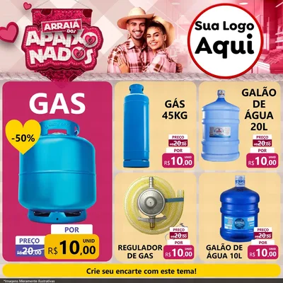 Modelo de Rede Social para Feed Facebook com o tema Arraiá dos Apaixonados - Junina para Água e gás