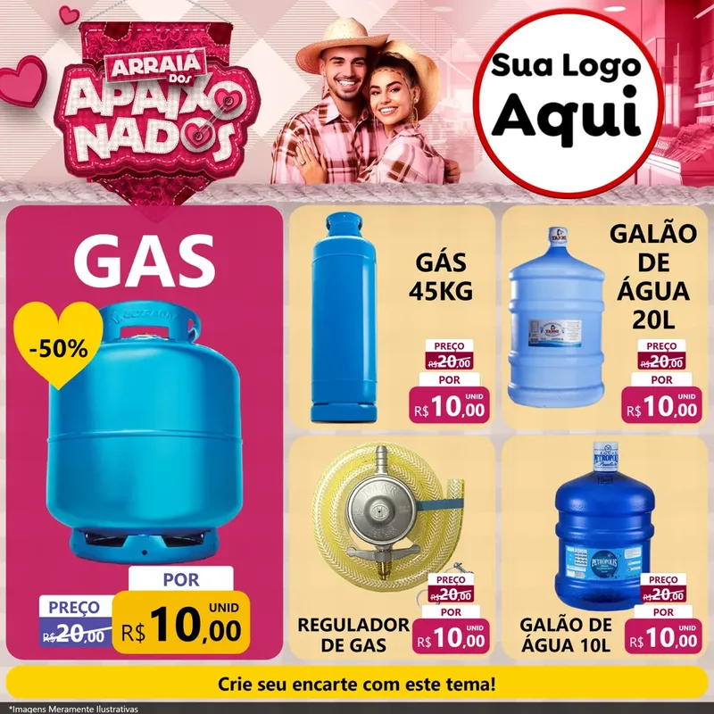 Modelo de Rede Social para Feed Facebook com o tema Arraiá dos Apaixonados - Junina para Água e gás