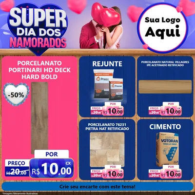 Modelo de Rede Social para Feed Facebook com o tema Super Dia dos Namorados para Pisos e revestimentos