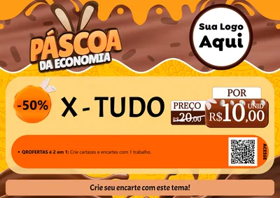 Modelo de Cartaz para Cartaz A4 Horizontal com o tema Páscoa da Economia para Hamburgueria