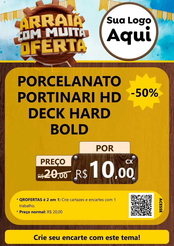 Modelo de Cartaz para Cartaz A4 Vertical com o tema Ofertas de São João - Junina para Pisos e revestimentos