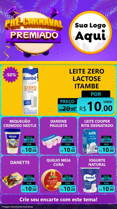 Modelo de Rede Social para Stories com o tema Pré-Carnaval Premiado para Frios e Laticínios