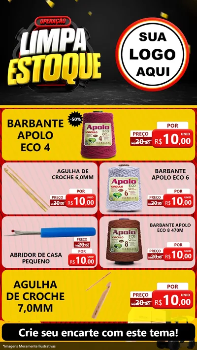 Modelo de TV para TV Vertical com o tema Operação Limpa Estoque para Armarinho e Aviamentos