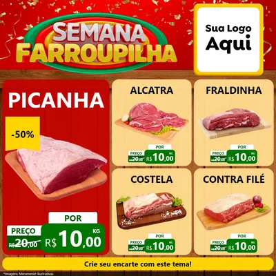 Modelo de Rede Social para Feed Facebook com o tema Semana Farroupilha para Açougue