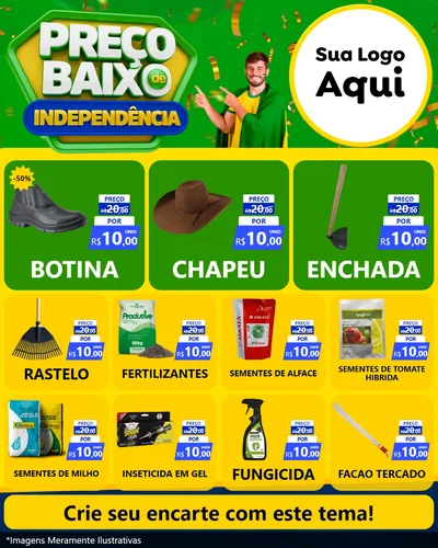 Modelo de Rede Social para Feed Instagram com o tema Preço Baixo de Independência para Agropecuária