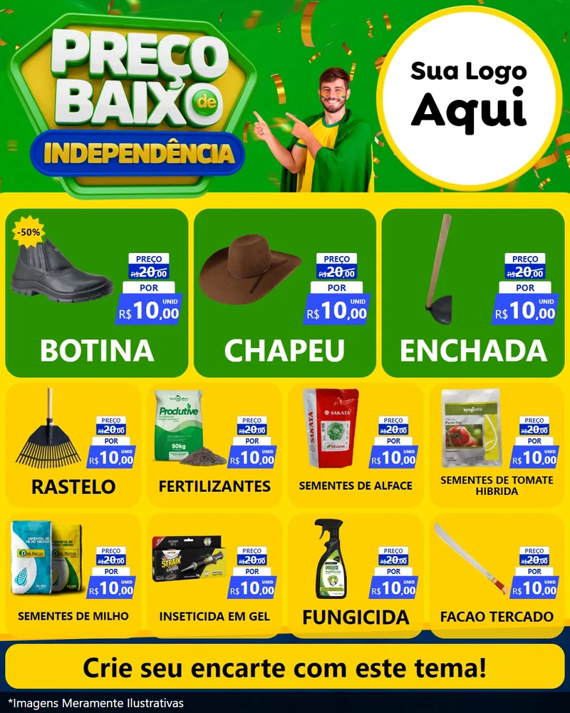 Modelo de Rede Social para Feed Instagram com o tema Preço Baixo de Independência para Agropecuária