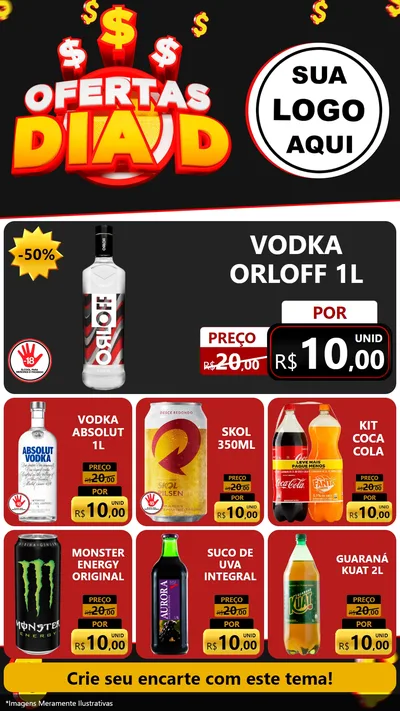 Modelo de Rede Social para Stories com o tema Ofertas Dia D para Distribuidora de bebidas