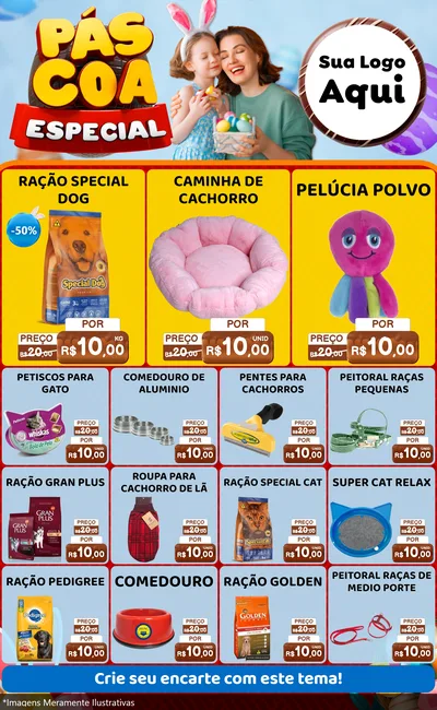 Modelo de Encarte para Encarte Grande com o tema Páscoa Especial para Pet Shop