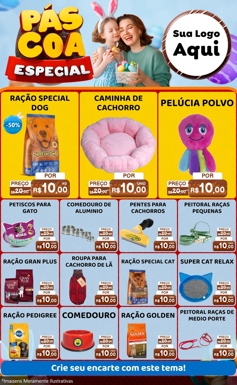 Modelo de Encarte para Encarte Grande com o tema Páscoa Especial para Pet Shop