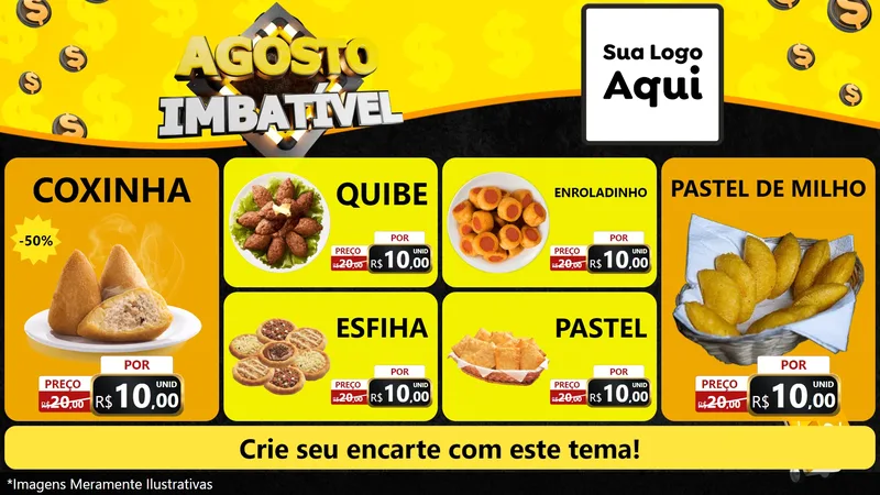 Modelo de TV para TV Horizontal com o tema Agosto Imbatível para Salgadaria