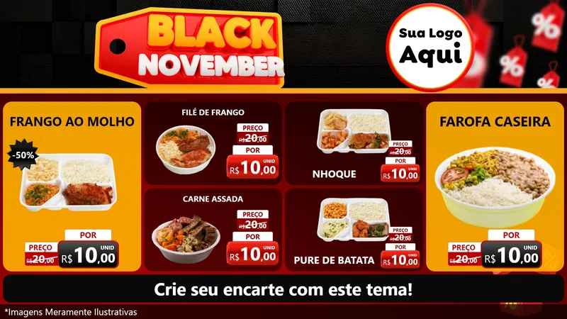 Modelo de TV para TV Horizontal com o tema Black November para Restaurante