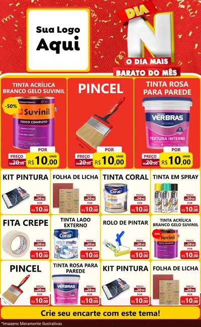 Modelo de Encarte para Encarte Grande com o tema Dia N o Dia Mais Barato do Mês para Tintas e Ferramentas